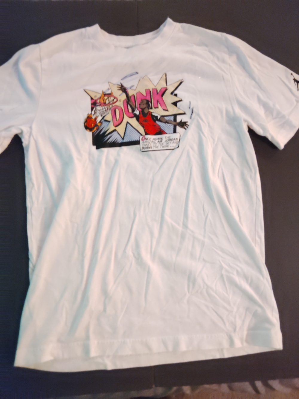 Jordan White Tee with Comic Dunk Graphic